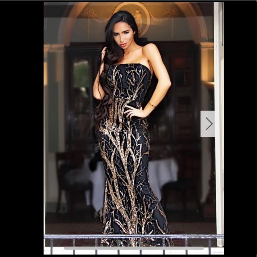 Black Rose Gold Fishtail Dress